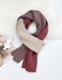 Fashion Dense Needle Skin Pink Stitching Contrast Knitted Wool Scarf