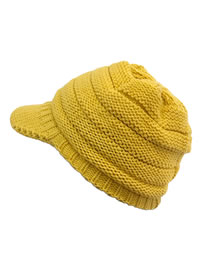 Fashion Turmeric Solid Color Wool Beret With Brim