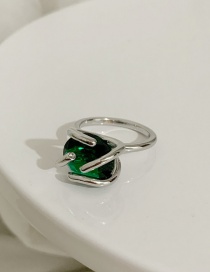Fashion Green Twisted Prong Set Gems Geometric Ring