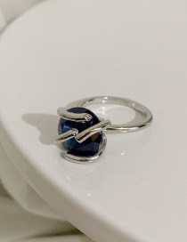 Fashion Navy Blue Twisted Prong Set Gems Geometric Ring