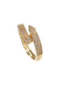 Fashion Gold Color Copper Inlaid Zircon Nail Ring