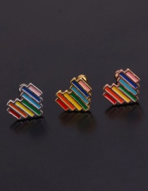 Fashion Gold 2# Zircon Heart-shaped Stainless Steel Screw Geometric Earrings