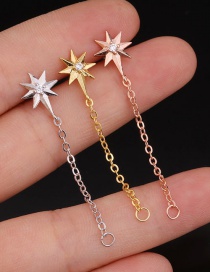 Fashion Gold 4# Stainless Steel Threaded Geometric Earrings With Zircon Flowers