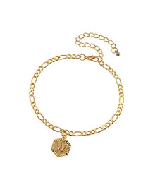 Fashion Gold Color W Letter Geometry Pendant Alloy Anklet