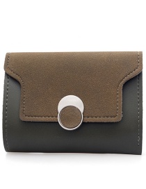 Fashion Green Frosted Contrast Color Flap Wallet