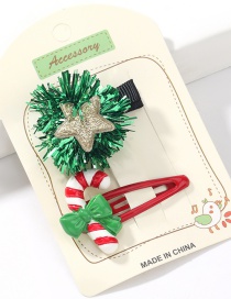 Fashion Green Ball Star Cane Star Resin Christmas Cane Hairpin Set