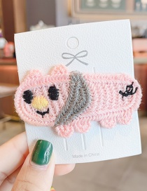 Fashion Pink Kitten Wool Knitted Animal Alloy Hairpin For Children
