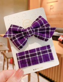 Fashion Purple Plaid Bowknot [2 Piece Set] Lattice Bowknot Fabric Alloy Hairpin