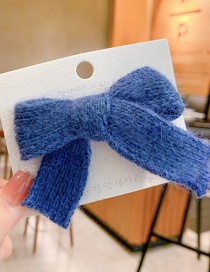 Fashion Blue Bow Hairpin Childrens Hairpin With Knitted Wool Bow