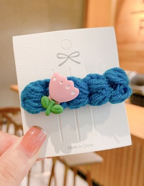 Fashion Blue Hairpin Knitted Woolen Flower Hairpin For Children