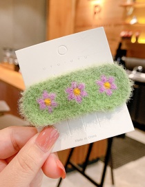 Fashion Cute Flower [green] Plush Flower Embroidery Childrens Hairpin