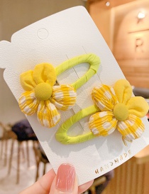 Fashion Yellow Flowers [1 Pair] Childrens Hairpin With Flower Plaid Fabric