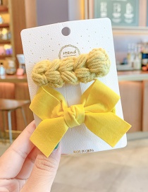 Fashion Yellow Bow Hairpin + Wool Hairpin Yarn Bowknot Small Flowers Children Hairpin Hair Rope