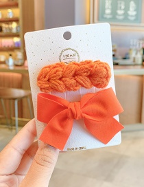 Fashion Orange Bow Hairpin + Wool Hairpin Yarn Bowknot Small Flowers Children Hairpin Hair Rope
