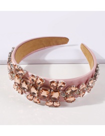 Fashion Pink Fabric Diamond-studded Flower Headband