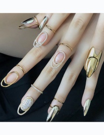 Fashion 3043 Gold Diamond-studded Geometric Hollow Gold-plated Nail Set Ring
