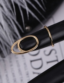 Fashion 3044 Gold Diamond-set Geometric Hollow Gold-plated Nail Set Ring
