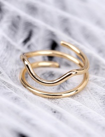 Fashion 3046g Diamond-studded Geometric Hollow Gold-plated Nail Set Ring