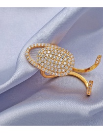 Fashion 3047g Diamond-set Geometric Hollow Gold-plated Nail Set Ring