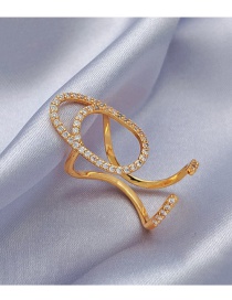 Fashion 3048g Diamond-studded Geometric Hollow Gold-plated Nail Set Ring