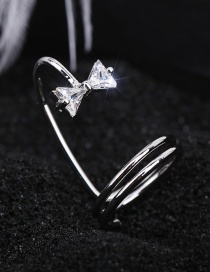 Fashion 3056 Platinum Diamond-studded Geometric Hollow Gold-plated Nail Set Ring