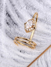 Fashion 3058g Diamond-set Geometric Hollow Gold-plated Nail Set Ring