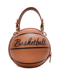 Fashion Brown Basketball Letter Printed Chain Shoulder Messenger Bag