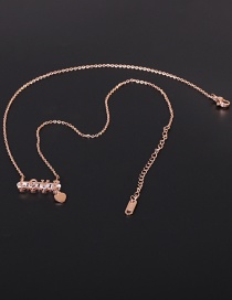 Fashion Rose Gold Love Heart Inlaid Zircon Stainless Steel Necklace