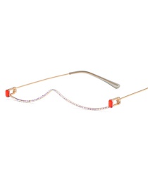 Fashion Red+color Diamond Handmade Alloy Spectacle Frame With Diamonds