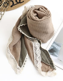 Fashion Green Card Two-tone Stitching Lace Triangle Scarf