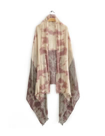 Fashion Pink Printed Dirty Dyed Cotton And Linen Scarf Shawl