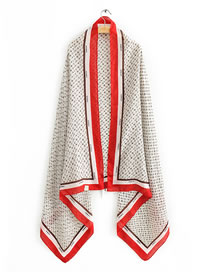 Fashion Red Side On White Contrasting Border Letter Print Scarf Shawl