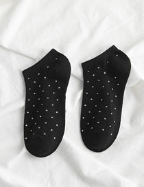 Fashion Black Dots Lace Love Polka Dot Two Bar Socks