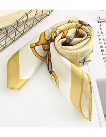 Fashion Yellow Interlocking Printed Silk Small Square Scarf