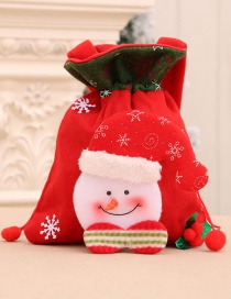 Fashion Snowman Santa Dimensional Print Drawstring Children Gift Bag