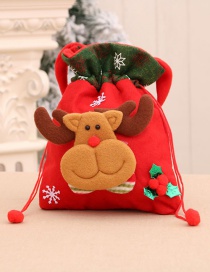 Fashion Deer Santa Dimensional Print Drawstring Children Gift Bag