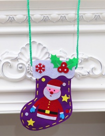 Fashion Purple Christmas Handmade Stitching Contrast Color Christmas Socks