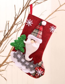 Fashion Old Man Linen Plaid Contrast Color Christmas Socks