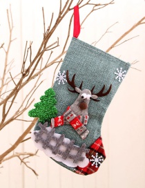 Fashion Deer Linen Checkered Christmas Stockings
