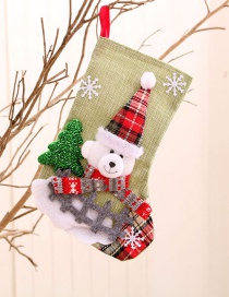 Fashion Bear Linen Plaid Contrast Color Christmas Socks