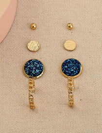 Fashion Gold Color Crystal Cluster Round Chain Alloy Earring Set