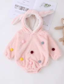 Fashion Pink Hair Ball Thickened Long-sleeved Rabbit Ears Romper