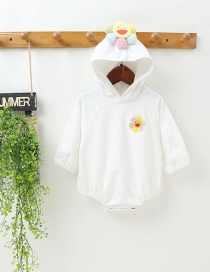 Fashion White Top Baby Smiley Face Long-sleeved Hooded Sweatshirt Romper Pants