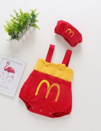 Fashion Red French Fries Sling Baby One-piece Round Neck T-shirt Socks