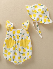 Fashion Yellow Apple Baby Fruit Print Ruffle Romper