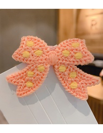 Fashion Tangerine Powder Knitted Bow Polka Dot Children Hairpin