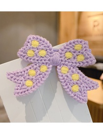 Fashion Purple Knitted Bow Polka Dot Children Hairpin