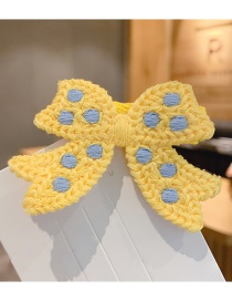 Fashion Yellow Knitted Bow Polka Dot Children Hairpin