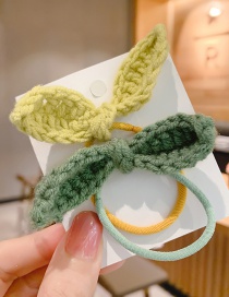 Fashion Yellow+green Yarn Bow Contrast Color Children S Hair Rope
