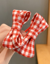 Fashion Red Check [1 Pair] Checkered Polka Dot Printed Bow Hair Rope